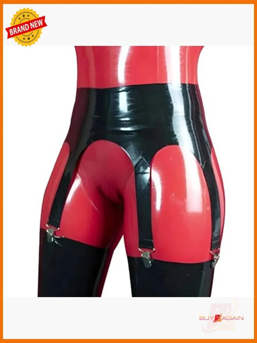 Handmade Latex Garter Belt with 6 Straps, High Waist, Cosplay Accessory